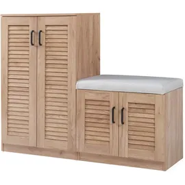 [en.casa] Løten 120 x 97 x 36 cm mit Sitzbank beige / beige