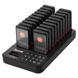 Vevor Restaurant-Pager-System, kabelloses Warteschlangensignal mit 400 m Reichweite, Piepser zur Rufannahme von Gästen mit Vibration und Blinken, 20 Pager für Imbisswagen, Kirche, Kindergarten