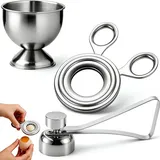 Eierköpfer 3-teilig Set, Eieröffner Eier mit Eiersollbruchstellenverursacher, inklusive 2 Eierköpfer und 1 Eierbecher, praktisches Küchenzubehör für Weiches Harte Gekochtes Eier Cracker eierschale