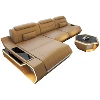 Sofa Dreams Ecksofa Leder Sofa Couch Toscano L Form Ledercouch, LED Beleuchtung beige