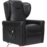 Sime LV-P2 ANPASSBAR relaxsessel elektrisch Vertikal, 2 Motoren, unabhängig verstellbare Rückenlehne, Fußbrett 2 Räder Bergere Sitzhöhe 10 cm verstellbar Leder elektrische aufstehhilfe Schwarz