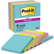 Post-it Super Sticky Cosmic Haftnotizen extrastark farbsortiert, 6 Blöcke