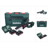 Metabo MS 18 LTX 15 Akku Gehölzsäge 18 V 15 cm 5 m/s + 2x Akku 2,0 Ah + Ladegerät + metaBOX