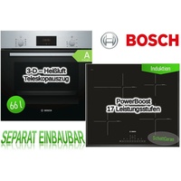Bosch HERDSET AUTARK INDUKTION Edelstahl Backofen+Induktionskochfeld Bräterzone