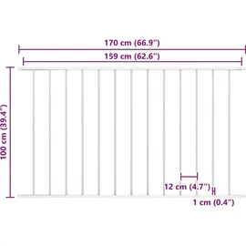 vidaXL Zaunelement 100 x 163 cm Weiß/Stahl