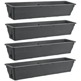 Buri 4X Blumenkasten 100cm Balkonkasten Wasserspeicher Pflanzkasten Balkonkästen grau