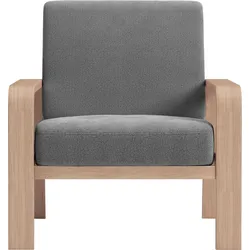 Sessel SIT & MORE "Kolding", grau, B:79cm H:91cm T:93cm, 100% Polyester, Sessel, Armlehnen aus Buchenholz in natur, verschiedene Bezüge und Farben
