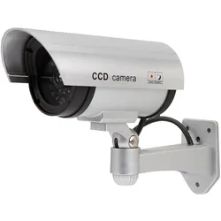 Olympia Sicherheitstechnik DC 400 Kamera Attrappe - Überwachungskamera Dummy, Blinkende LED, Silber