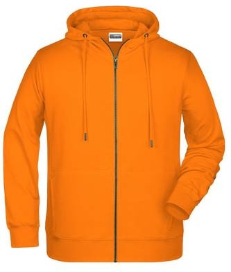 Men's Zip Hoody Sweat-Jacke mit Kapuze und Reißverschluss orange, Gr. 5XL