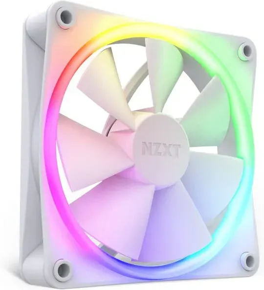 NZXT F120 RGB Fan - 120 mm flüsterleiser PC-Gehäuselüfter mit 18 anpassbaren RGB-LEDs, ausgeglichener statischer Druck und Luftdurchsatz, PWM-Geschwindigkeitssteuerung, Synchronisierung mit CAM-Software - Weiß