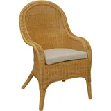 Krines Home Rattanstuhl Rattansessel hohe Rückenlehne Rattan Esszimmerstuhl Breite Armlehnen, Breite Armlehnen beige