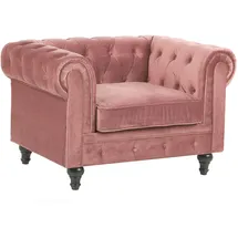 Beliani Sessel CHESTERFIELD Samtstoff 72 x 75 x 80 cm Rosa mit Rollen