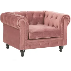 Beliani Sessel CHESTERFIELD Samtstoff 72 x 75 x 80 cm Rosa mit Rollen