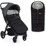 Petite&Mars Schlafsack für Kinderwagen JIBOT* Fußsack * Winterschlafsack für Kinderwagen, Buggy und Autositz * Warrm * Wasserdicht * Winddicht (Ink Black)