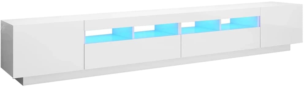 vidaXL TV Schrank mit LED-Leuchten Lowboard Sideboard Fernsehschrank Fernsehtisch TV Möbel Tisch Board HiFi-Schrank Hochglanz-Weiß 260x35x40cm