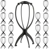 NGOSUET 15 Stück Perückenständer, Tragbare Falten Plastik Perückenhalter, Beweglicher Wig Stand für Perücke, Hute, Schwarz
