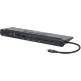 Manhattan Triple-Monitor Dock (Docking Port, 11 Ports), Dockingstation + USB Hub, Schwarz