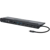 Manhattan Triple-Monitor Dock (Docking Port, 11 Ports), Dockingstation + USB Hub, Schwarz