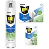 Raid Essentials Trio-Bundle gegen Mücken für Innenräume, inkl. Mückenabwehr-Spray (300 ml), Mückenstecker 45 Nächte und Nachfüller (2 x 32 ml)