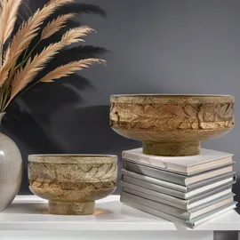 Marrakesch Orient & Mediterran Interior 2er Set Boho Deko Schale Obstschale Holzschale Lulua