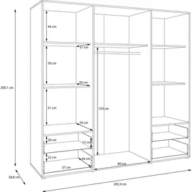 Forte Drehtürenschrank Mokkaris 205,9 x 200,1 x 58,8 cm Beige/Khaki