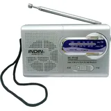 INDIN BC-R119 mini radio, AM/FM dual-band radio, portable radio, silver + gray - Grau