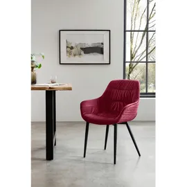 SalesFever Essgruppe, 5 tlg. 180 x 90 cm | Bezug Samt Rot, Holz, Metall Textil, Akazie, massiv, konisch, 90x76.5x180 Esszimmer, Tische, Esstische