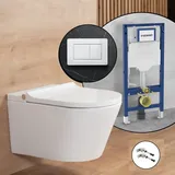Evineo ineo4 & ineo5 Dusch-WC, Komplett-SET, mit Viverso v800 Betätigungsplatte und Geberit Vorwandelement,,