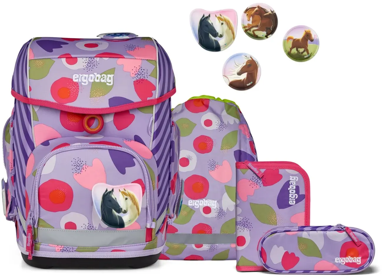 ergobag cubo 5-teiliges Schulrucksack-Set 2025 BlütenzauBär