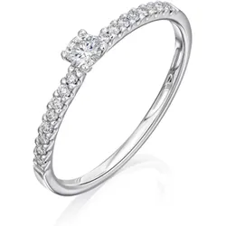 Diamantring ONE ELEMENT Gr. 55, silber, Fingerringe, Damen, 55, Weißgold 585-Diamanten, Weißgold 585, Diamanten, Damen Gold Schmuck Memoire mit Center