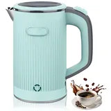 800ML Wasserkocher Klein, 600W Reisewasserkocher, 5 Minuten Schnelles Kochen Reise Elektrischer Wasserkocher, Tragbarer Mini Camping Wasserkocher Teekanne Edelstahl für Tee Kaffee (Grün)