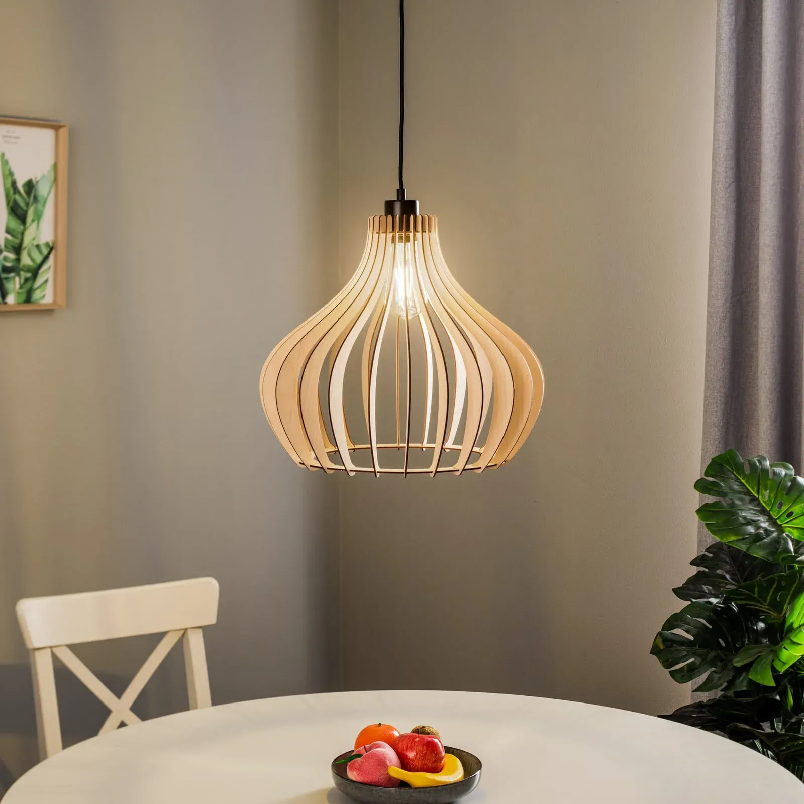 Pendelleuchte Envostar, Faje, dimmbar, Holz, für Wohnzimmer, Holz, Skandinavisch