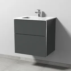 Sanipa Keramik-Waschtisch-Set mit Waschtischunterschrank „3way“ 57 × 46 × 58,2 cm in Anthrazit-Matt, mittig