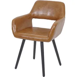 Mendler Esszimmerstuhl HWC-A50 II, Stuhl Küchenstuhl, Retro 50er Jahre Design ~ Kunstleder, Wildlederimitat, dunkle Beine