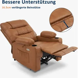 MCombo Relaxsessel 7033 Kunstleder 88 x 110 x 83 cm Braun elektrisch mit Liegefunktion