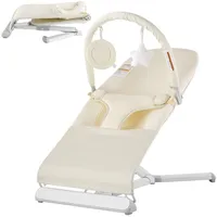 Vevor Babywippe, klappbarer Wippensitz für Babys von 0–9 Monaten, Wippenstuhl mit 2 Liegewinkeln & drehbarem Spielzeugbügel, Babyschaukel mit Reisetasche für drinnen & draußen, 685x410x600mm Beige