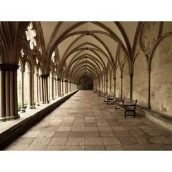 Fototapete PAPERMOON "Cathedral Archway", bunt (mehrfarbig), B:3,5m L:2,6m, Vlies, Tapeten
