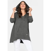 sheego Damen Große Größen Longsweatshirt mit Kängurutasche, im Vokuhila-Schnitt Freizeitmode sportlich V-Ausschnitt - - 40-42