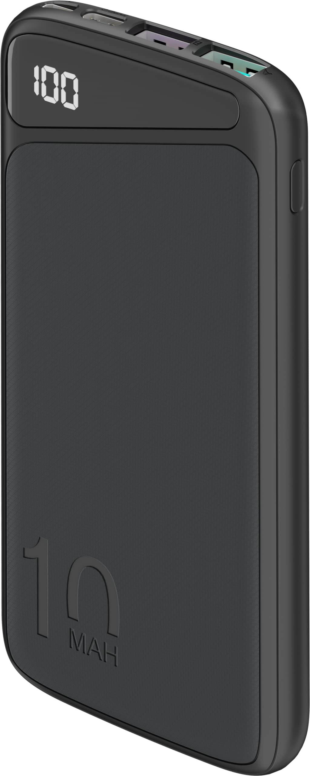 goobay 53936 QC 3.0 Powerbank 10.000 mAh mit Schnellladefunktion/Externer Akku/Power Bank für Smartphone & Tablet/Ladegerät Powerpack mit 2 USB-A Ports, Schwarz, Kompakt