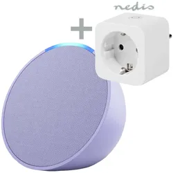 Bundle Amazon Echo Pop Lavendel + Nedis Smart Plug Kompakter und smarter Bluetooth-Lautsprecher + Smartlife Smart Stecker, WLAN, Leistungsmesser, 3680