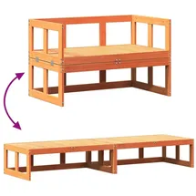 vidaXL 2-in-1 Gartensofa Verlängerbar Wachsbraun Massivholz Kiefer
