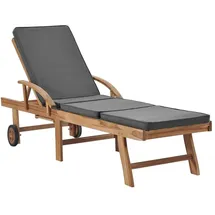 vidaXL Sonnenliegen mit Auflagen 2 Stk. Massivholz Teak Dunkelgrau
