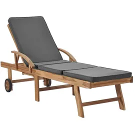 vidaXL Sonnenliegen mit Auflagen 2 Stk. Massivholz Teak Dunkelgrau