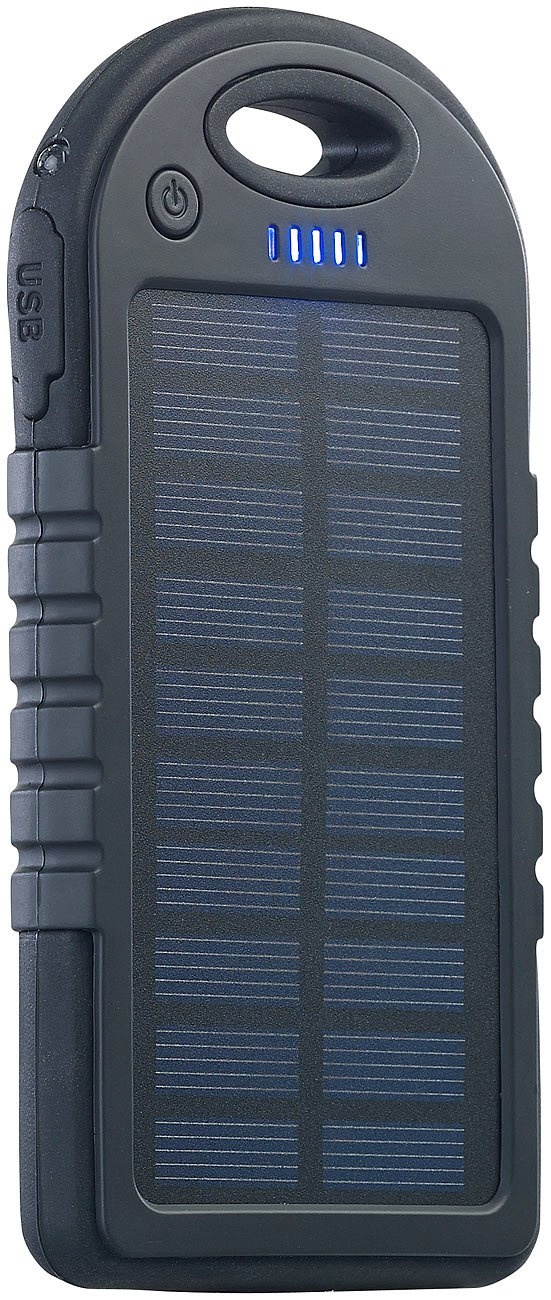 revolt Solar Power: Solar-Powerbank mit 4.000 mAh & Taschenlampe, 2X USB, bis 2 A, 10 Watt (Solar mit Taschenlampe Aufladen, Smartphone Powerbank, Netzteile)