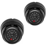 kwmobile 2X Dummy Kamera für Deckenunterbau - mit LED Licht - Dome Überwachungskamera Attrappe - täuschend echte Fake Security Camera in Schwarz