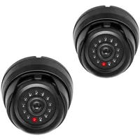 kwmobile 2X Dummy Kamera für Deckenunterbau - mit LED Licht - Dome Überwachungskamera Attrappe - täuschend echte Fake Security Camera in Schwarz
