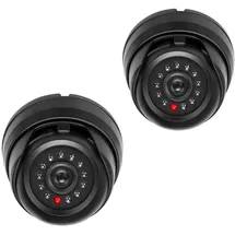 kwmobile 2X Dummy Kamera für Deckenunterbau - mit LED Licht - Dome Überwachungskamera Attrappe - täuschend echte Fake Security Camera in Schwarz