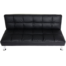 Mendler Sofa HWC-K21, Klappsofa Couch Schlafsofa, Nosagfederung Schlaffunktion Liegefl√§che 181x107cm ~ Kunstleder, schwarz