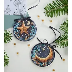 Perlen-Stick-Hänger "Mond/Stern", beidseitiges Motiv