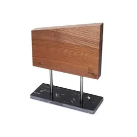 Zayiko Design beidseitig magnetischer Messerblock aus Nussbaumholz mit Steinsockel